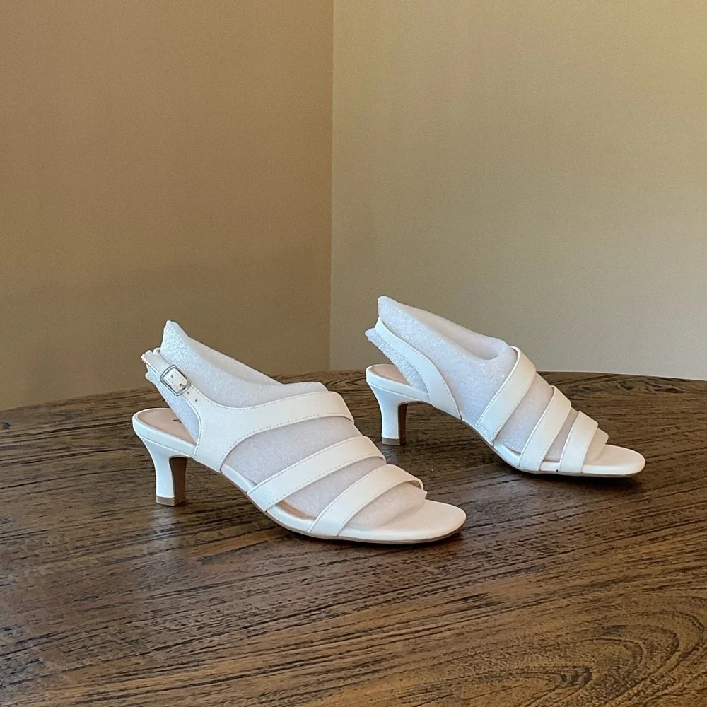 Easy Street White Strappy Slingback Heels